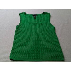Lauren RALPH LAUREN Cable Knit Tank Top Sweater Vest Fiji Green Womens Medium